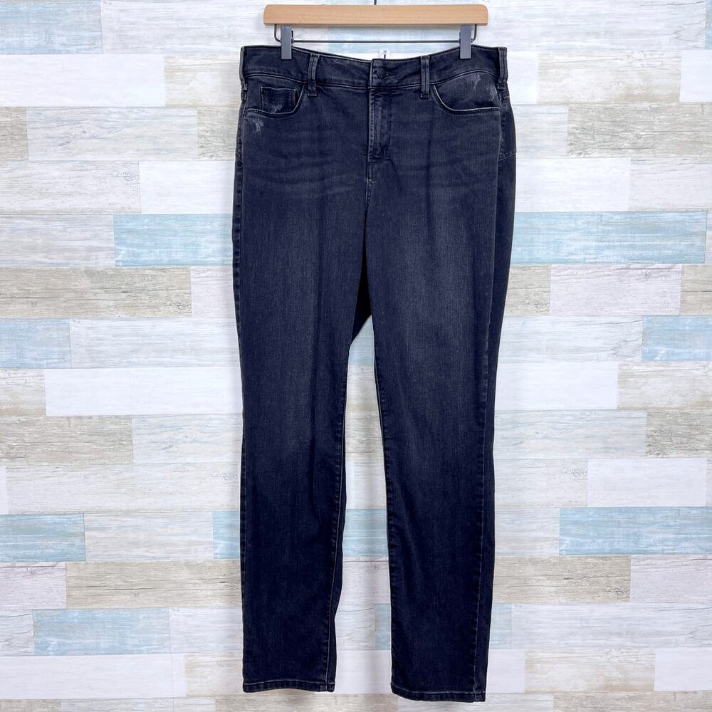 NYDJ Alina Legging Skinny Jeans Faded Black Distressed High Rise Womens 12 34x31